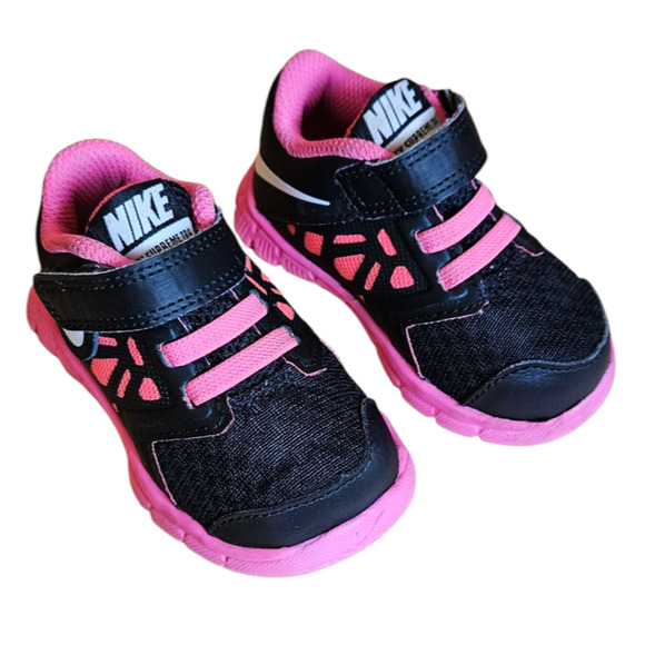 Nike Flex Supreme Sneakers Black Pink Toddler Size 4 - Picture 2 of 9